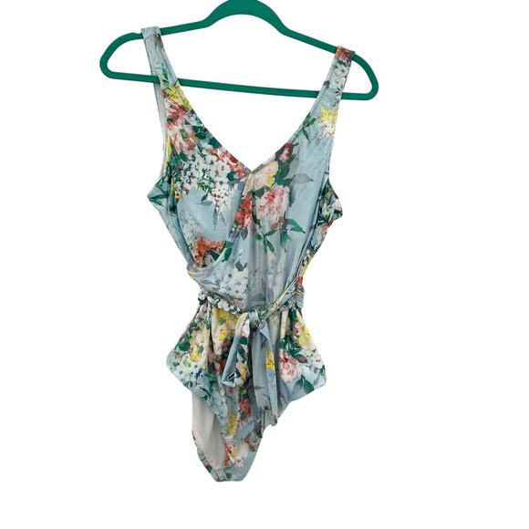 BECCA by Rebecca Virtue Femme Flora One‎ Piece Swimsuit Blue Plus Size 0X - Picture 2 of 11